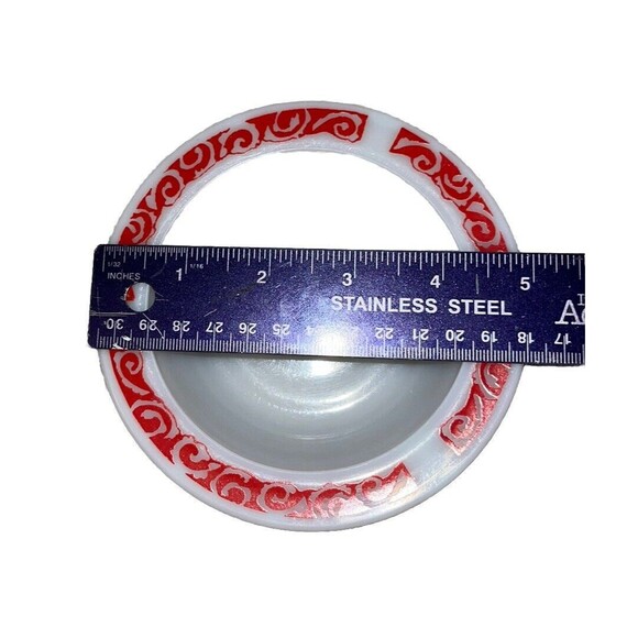 VTG Hazel Atlas Ovide White Red Twist Dinner Lunch 5" Bowl Retro Art‎ Deco - Picture 2 of 4